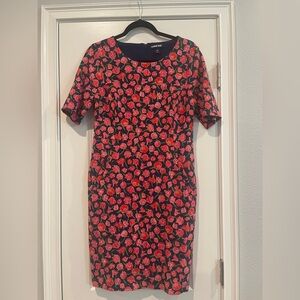 Lands' End Red and Black Floral Midi Dress